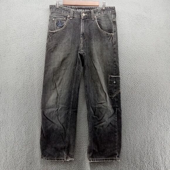 JNCO Jeans Mens 32x30 Charcoal Gray Y2K Baggy Vtg Wide‎ Leg Heel Drag